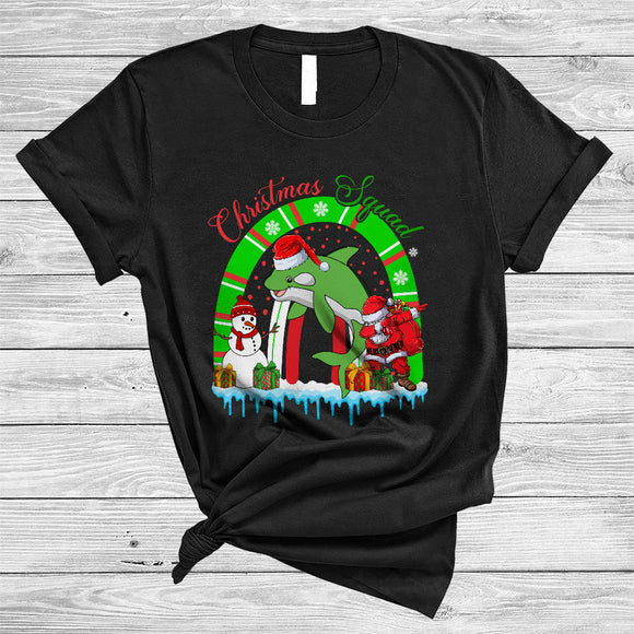 MacnyStore - Christmas Squad, Cute Santa Orca Lover, X-mas Rainbow Matching Animal Lover Group T-Shirt