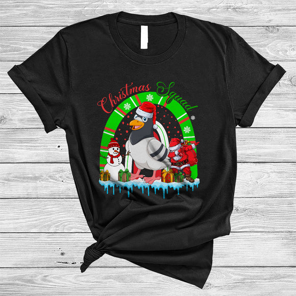 MacnyStore - Christmas Squad, Cute Santa Pigeon Lover, X-mas Rainbow Matching Animal Lover Group T-Shirt