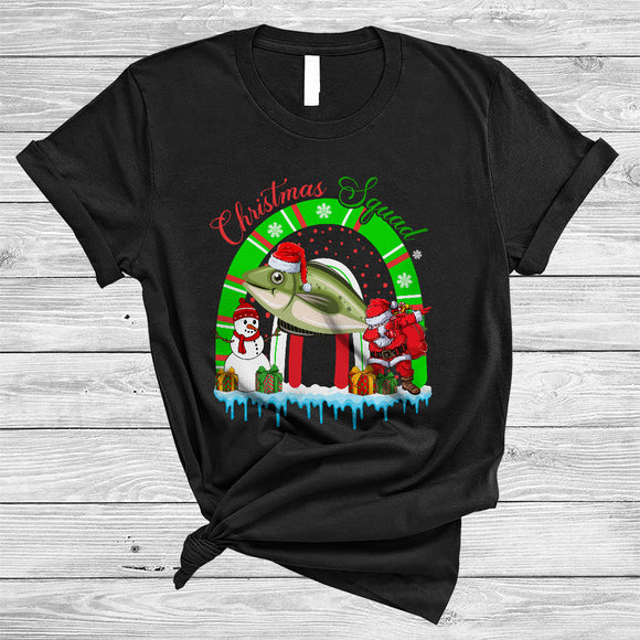 MacnyStore - Christmas Squad, Cute Santa Salmon Lover, X-mas Rainbow Matching Animal Lover Group T-Shirt