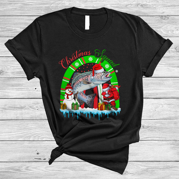 MacnyStore - Christmas Squad, Cute Santa Trout Fish Lover, X-mas Rainbow Matching Animal Lover Group T-Shirt