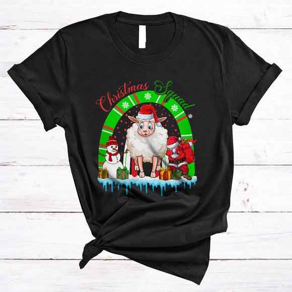 MacnyStore - Christmas Squad, Cute Sheep With X-mas Rainbow, Matching Pajamas Family Group T-Shirt