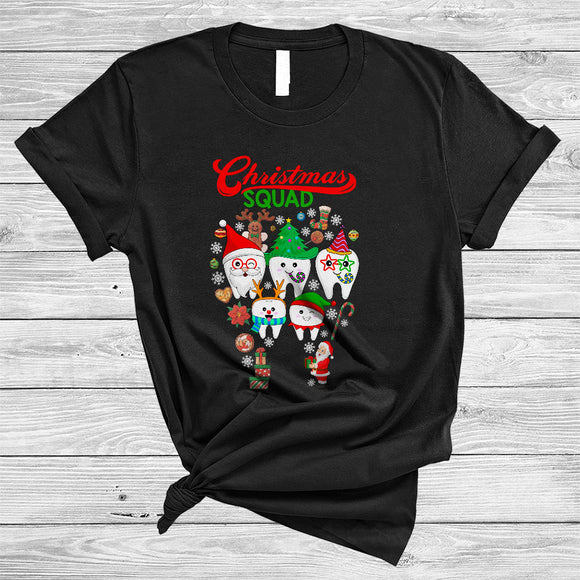 MacnyStore - Christmas Squad, Lovely Cool Santa Teeth As X-mas Tooth Shape, Matching Dentist Dental Team T-Shirt