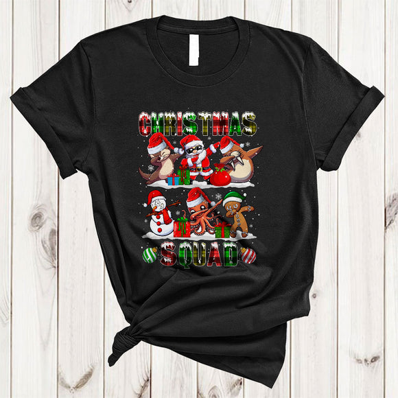 MacnyStore - Christmas Squad, Wonderful Plaid Santa Manatee Octopus Dabbing, X-mas Sea Animal Lover T-Shirt
