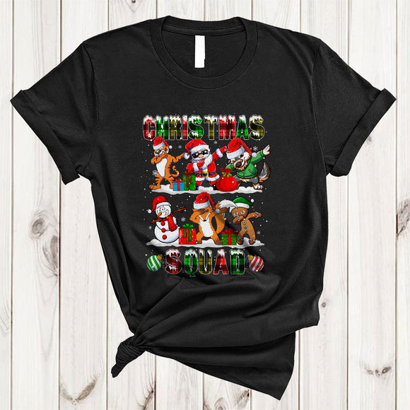 MacnyStore - Christmas Squad, Wonderful Plaid Santa Tiger Wolf Fox Dabbing, X-mas Wild Animal Lover T-Shirt