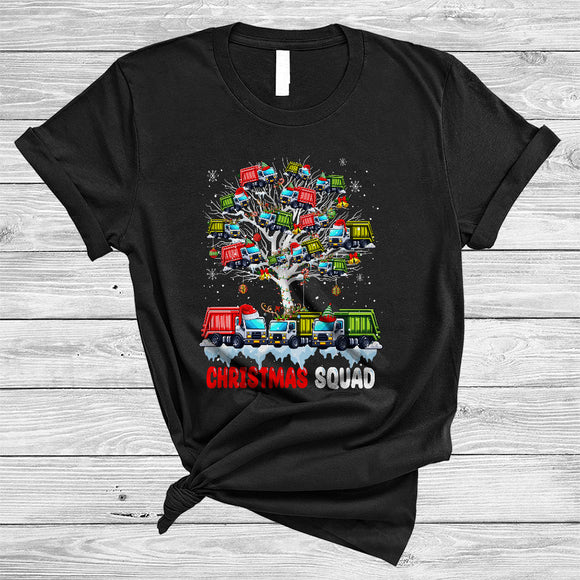 MacnyStore - Christmas Squad, Wonderful X-mas Garbage Truck On Christmas Tree Snow Around, X-mas Group T-Shirt