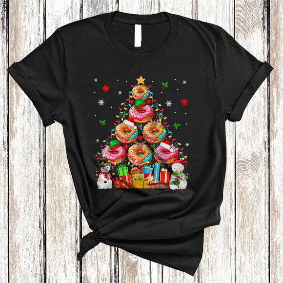 MacnyStore - Christmas Tree Donut, Colorful Merry X-mas Reindeer Donut, Snow Around Food Lover T-Shirt