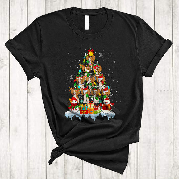 MacnyStore - Christmas Tree ELF Santa Reindeer Papillon Dog Cute Merry Xmas Lights Snow Papillon Dog Lover T-Shirt