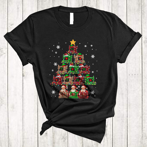 MacnyStore - Christmas Tree Santa Sewing Machines, Colorful X-mas Lights Plaid Sewing Tailor, Santa Lover T-Shirt