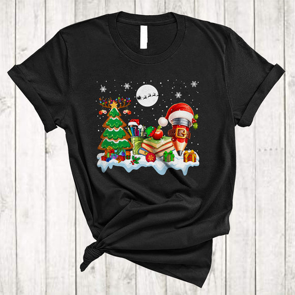 MacnyStore - Christmas Tree With Teacher Tools, Wonderful X-mas Teacher Lover, Matching Family Group T-Shirt
