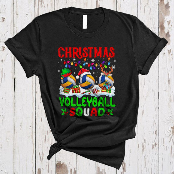 MacnyStore - Christmas Volleyball Squad, Joyful Cool X-mas Lights Sport Player Team, Snow Around T-Shirt
