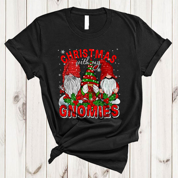 MacnyStore - Christmas With My Gnomies, Adorable X-mas Three Gnomes Lover, Matching Family Group T-Shirt