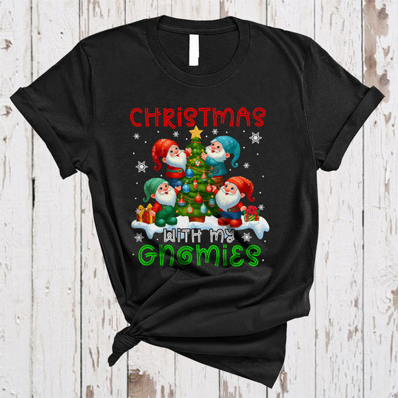 MacnyStore - Christmas With My Gnomies, Lovely Gnomes With X-mas Tree, Matching Family Group T-Shirt