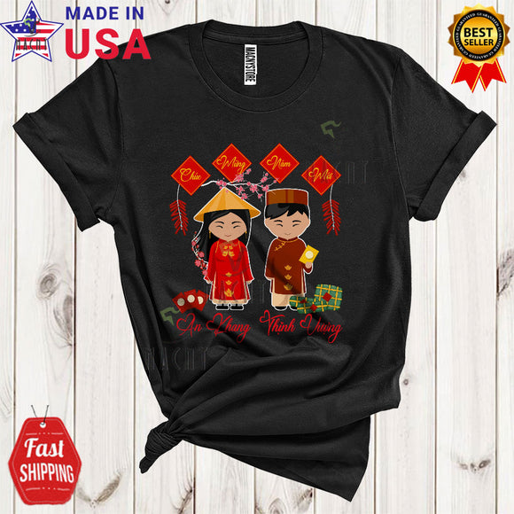 MacnyStore - Chuc Mung Nam Moi Cute Happy Vietnamese Lunar New Year Ao Dai Traditional Costume Lover T-Shirt