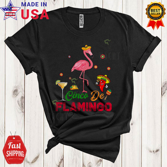 MacnyStore - Cinco De Flamingo Cute Funny Cinco De Mayo Matching Party Proud Mexican Sombrero Lover T-Shirt