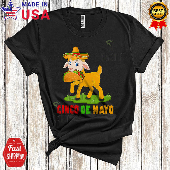 MacnyStore - Cinco De Mayo Funny Cute Cinco De Mayo Sheep Wearing Mexican Sombrero Farmer T-Shirt