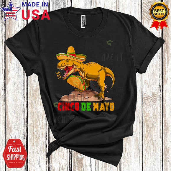 MacnyStore - Cinco De Mayo Funny Cute Cinco De Mayo T-Rex Wearing Mexican Sombrero Dinosaur T-Shirt