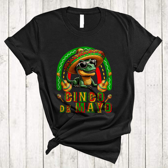 MacnyStore - Cinco De Mayo, Lovely Cinco De Mayo T-Rex Wearing Mexican Sombrero, T-Rex Dinosaur Lover T-Shirt