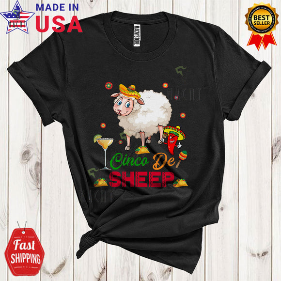 MacnyStore - Cinco De Sheep Cute Funny Cinco De Mayo Matching Party Proud Mexican Sombrero Farmer T-Shirt