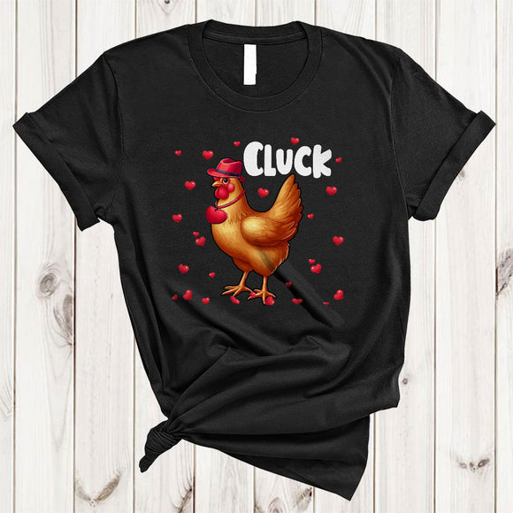 MacnyStore - Cluck, Lovely Valentine's Day Hearts Chicken Lover, Farmer Farm Animal Lover Matching Couple T-Shirt