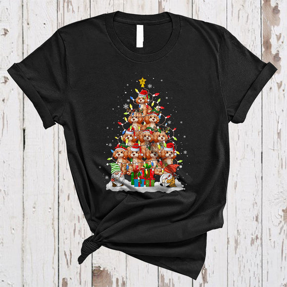 MacnyStore - Cockapoo As Christmas Tree, Wonderful X-mas Lights Cockapoo Lover, X-mas Snow Around Gnomes T-Shirt