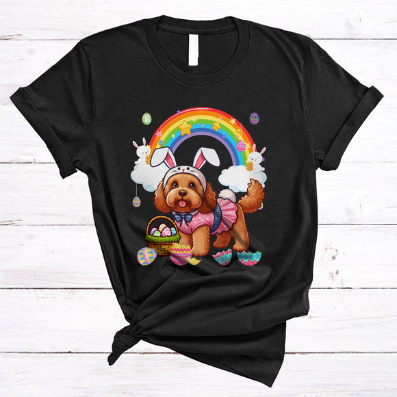 MacnyStore - Cockapoo In Easter Bunny Cosplay, Amazing Easter Day Hunting Eggs Rainbow, Family Group T-Shirt