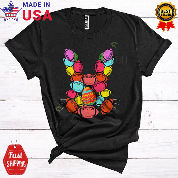 MacnyStore - Colorful Football Ball Bunny Face Cute Cool Easter Day Bunny Lover Matching Sport Player Team T-Shirt