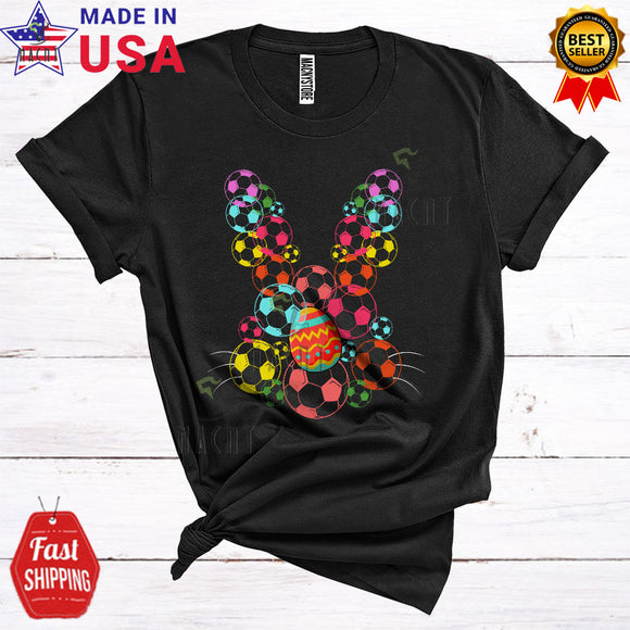MacnyStore - Colorful Soccer Ball Bunny Face Cute Cool Easter Day Bunny Lover Matching Sport Player Team T-Shirt