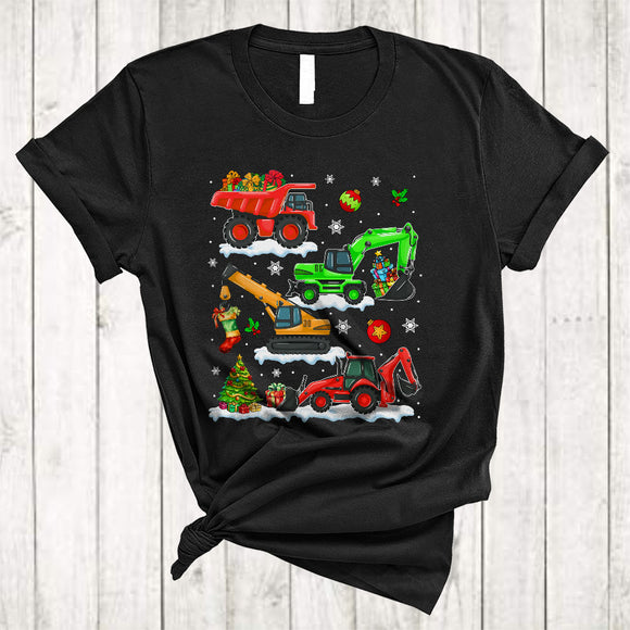 MacnyStore - Construction Vehicle Collection, Awesome Christmas Excavator Crane Truck Driver, X-mas Group T-Shirt