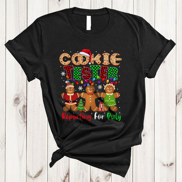 MacnyStore - Cookie Tester Reporting For Duty, Awesome Christmas Plaid Cookie, Baking Team Baker X-mas Group T-Shirt