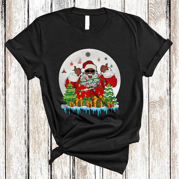 MacnyStore - Cool African American Santa, Sarcastic Cool Christmas Black Pride Afro Men, X-mas Family Group T-Shirt