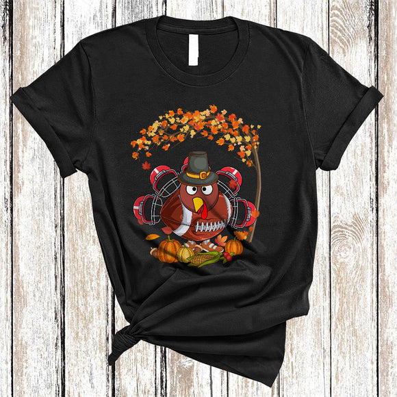 MacnyStore - Cool Football Equipment As Turkey, Funny Thanksgiving Fall Tree Turkey, Sport Player Team T-Shirt