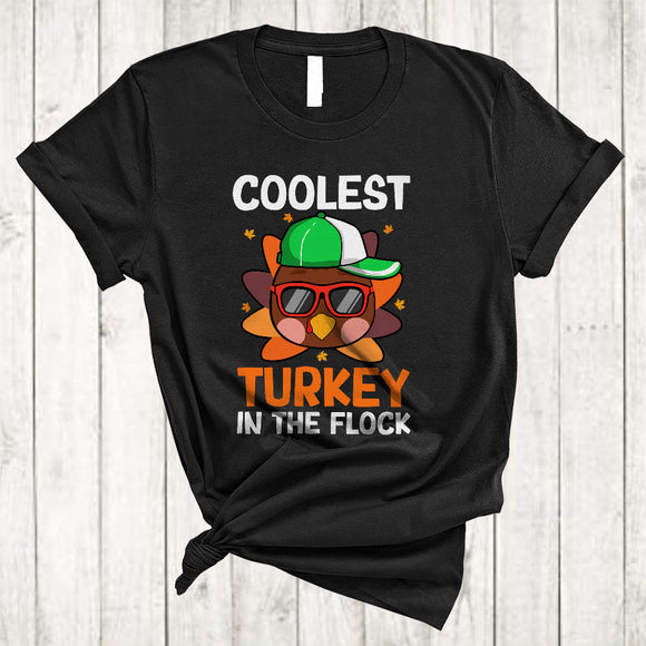 MacnyStore - Coolest Turkey In The Flock, Amazing Thanksgiving Turkey Face Sunglasses, Boys Family Group T-Shirt