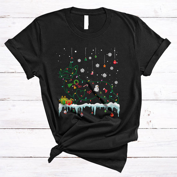 MacnyStore - Corgi Christmas Lights Shape, Lovely X-mas Tree Snow Around, Matching Family Group T-Shirt
