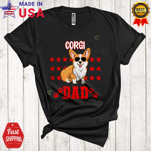 MacnyStore - Corgi Dad Cute Cool Father's Day Family Stars Dog Paws Matching Dog Owner Lover T-Shirt