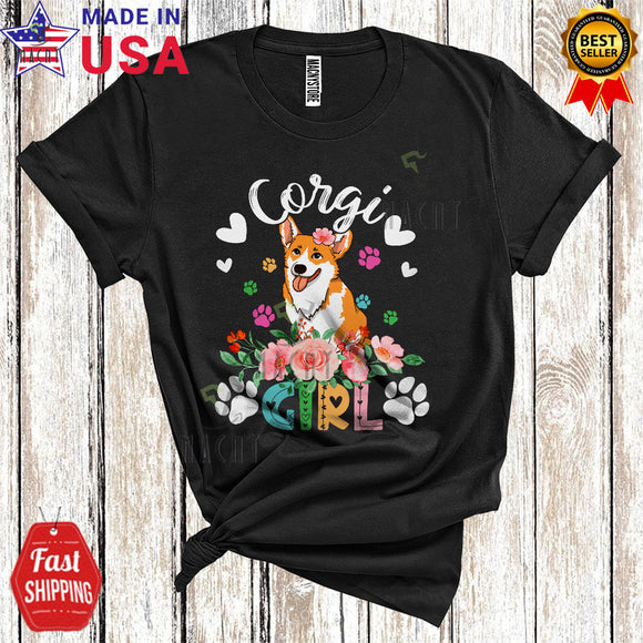 MacnyStore - Corgi Girl Cute Happy Mother's Day Flowers Paws Matching Family Group T-Shirt