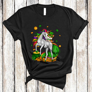 MacnyStore - Corgi Riding Unicorn, Joyful St. Patrick's Day Magical Unicorn Lover, Lucky Shamrock T-Shirt