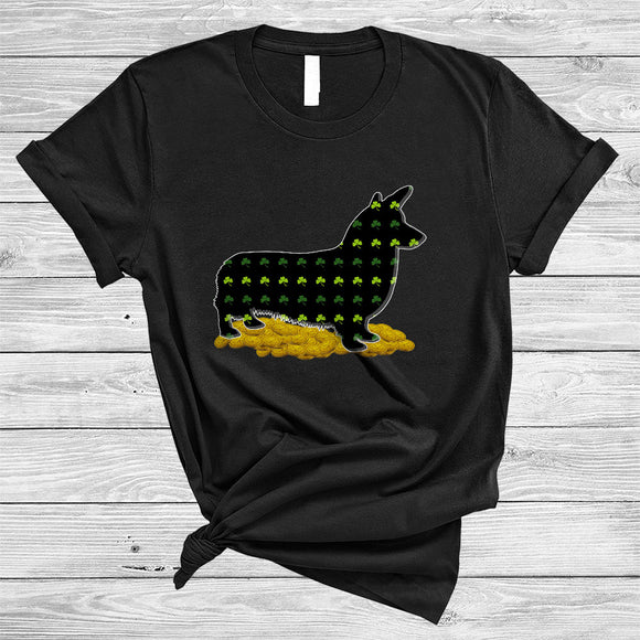 MacnyStore - Corgi St. Patrick's Day Symbol Shape, Joyful St. Patrick's Day Shamrock, Matching Corgi Dog Lover T-Shirt