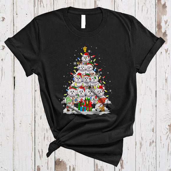 MacnyStore - Coton De Tulear As Christmas Tree, Wonderful X-mas Lights Lover, X-mas Snow Around Gnomes T-Shirt