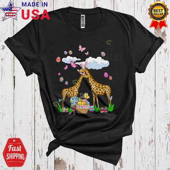 MacnyStore - Couple Bunny Giraffe Cute Funny Easter Day Egg Hunt Matching Giraffe Animal Couple Lover T-Shirt