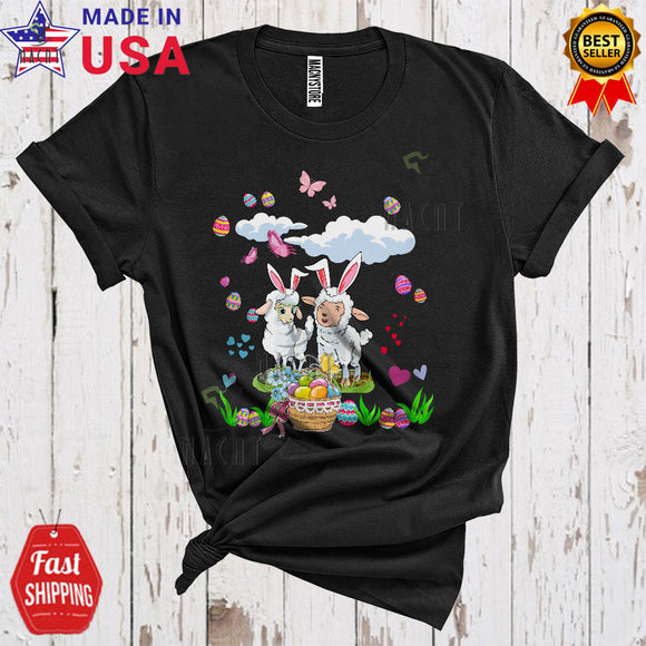 MacnyStore - Couple Bunny Sheep Cute Funny Easter Day Egg Hunt Matching Sheep Farmer Couple Lover T-Shirt