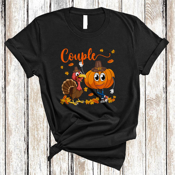 MacnyStore - Couple Cool Thanksgiving Friendsgiving Pumpkin Fall Turkey Matching Friend Family Couple Lover T-Shirt
