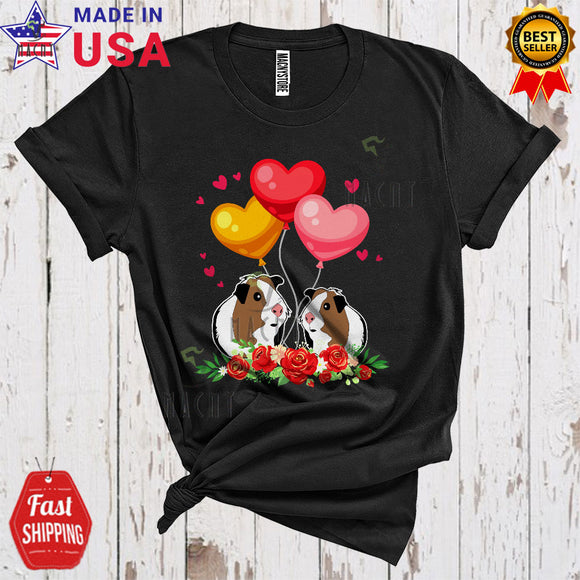 MacnyStore - Couple Guinea Pig Cute Funny Valentine's Day Heart Balloons Matching Guinea Pig Couple Lover T-Shirt