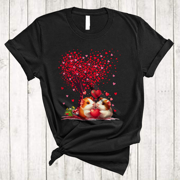 MacnyStore - Couple Guinea Pig With Heart Tree, Awesome Valentine Heart Balloons, Matching Couple Lover T-Shirt