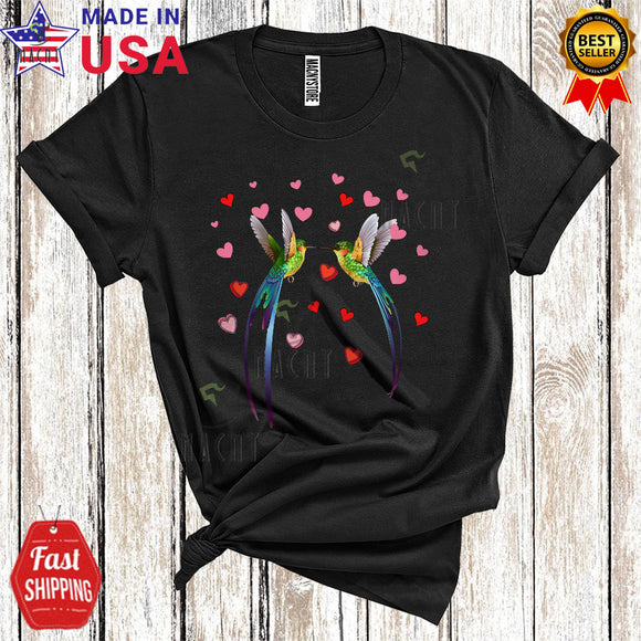 MacnyStore - Couple Hummingbird Birds Cool Cute Valentine's Day Hearts Matching Couple Bird Animal Lover T-Shirt