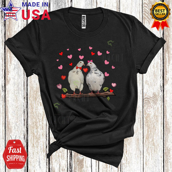 MacnyStore - Couple Pigeon Birds Cool Cute Valentine's Day Hearts Matching Couple Bird Animal Lover T-Shirt