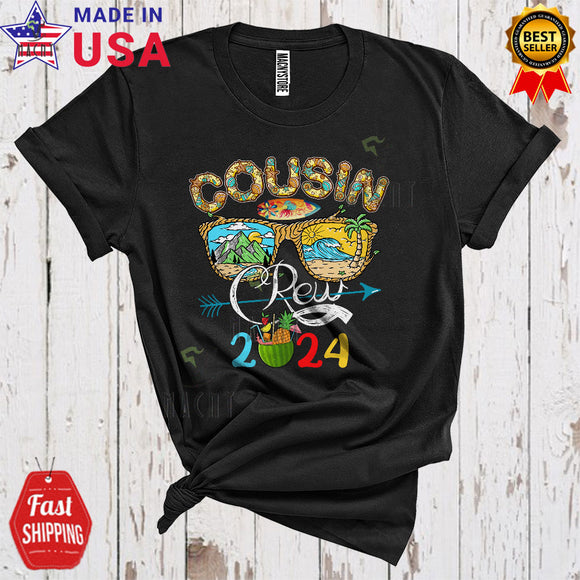MacnyStore - Cousin Crew 2024 Cool Cute Summer Vacation Sunglasses Mountain Beach Trip Family Group T-Shirt