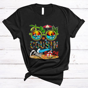 MacnyStore - Cousin Crew 2024, Colorful Summer Vacation Sunglasses Flowers, Matching Family Group T-Shirt