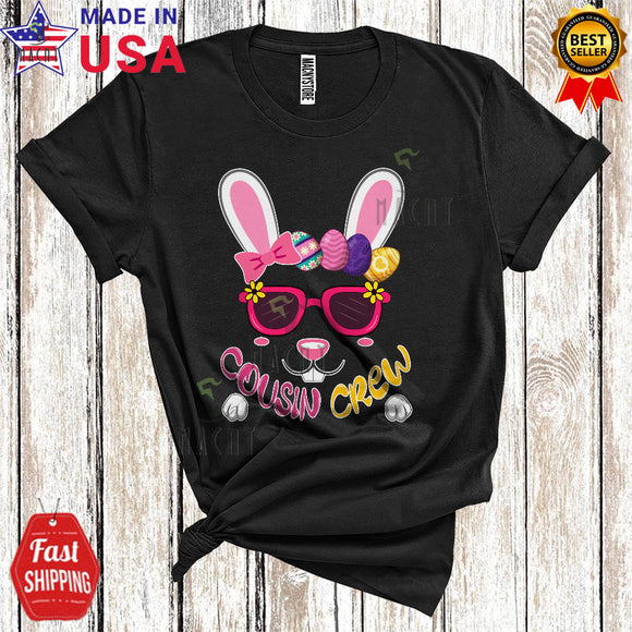 MacnyStore - Cousin Crew Funny Cool Easter Day Matching Family Group Boys Girls Bunny Face Egg Hunt Lover T-Shirt