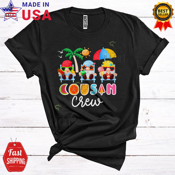 MacnyStore - Cousin Crew Funny Cool Summer Vacation Three Gnomes On Beach Family Group T-Shirt