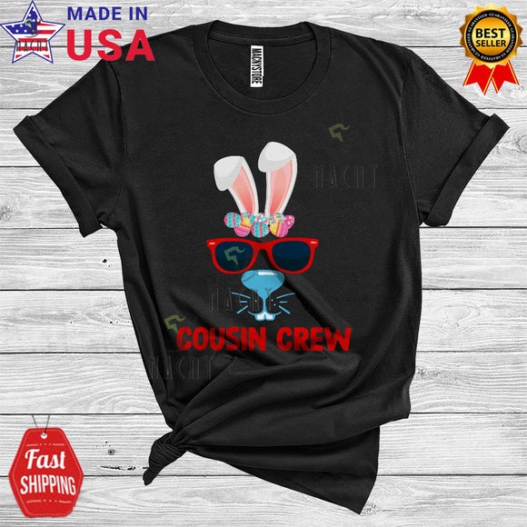 MacnyStore - Cousin Crew Funny Cute Easter Day Boys Cousin Matching Family Group Bunny Face Sunglasses Lover T-Shirt